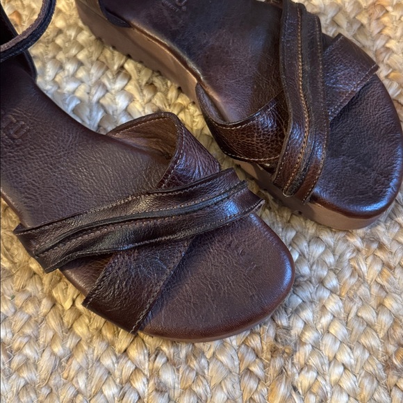 Bed Stu 7.5 Brown Leather Ankle Strap Platform Sandal Shos - Picture 2 of 7